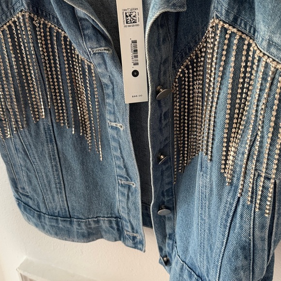 Aqua Denim Jacket with Silver Accents - Picture 4 of 5
